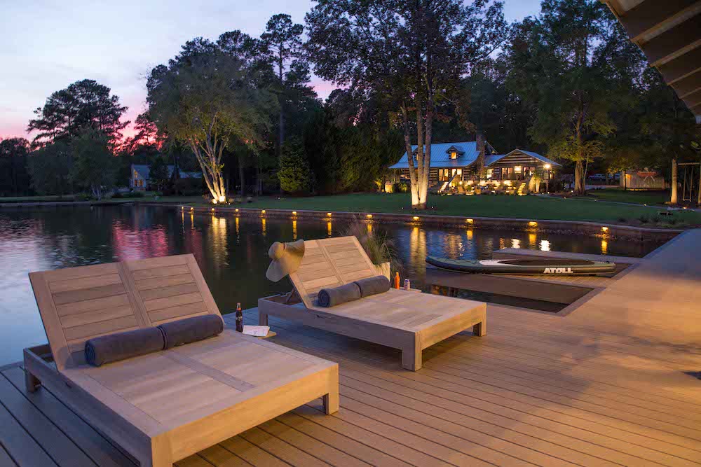 boat house deck with loungers