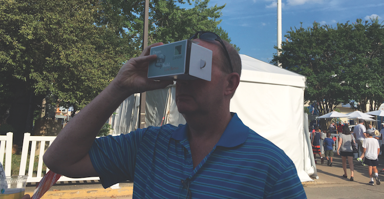 Landis Architects/Builders uses cardboard VR viewers at an event to engage with attendees