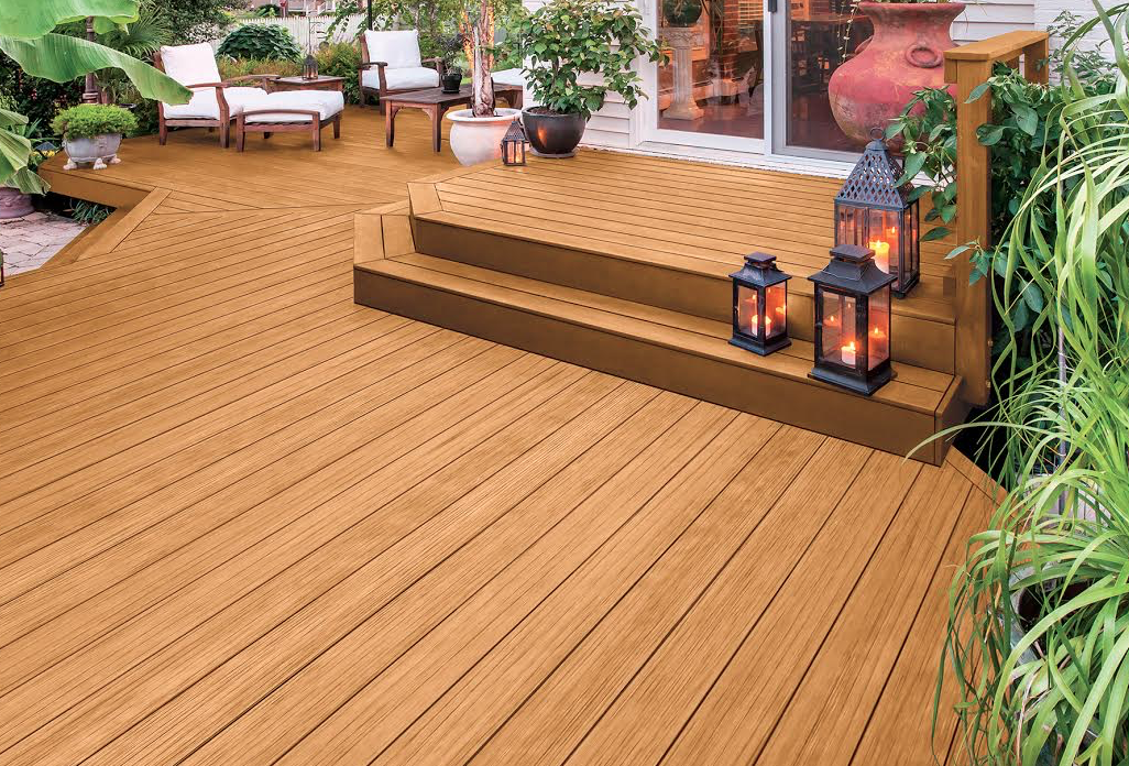 A deck stained with PPG timeless stain