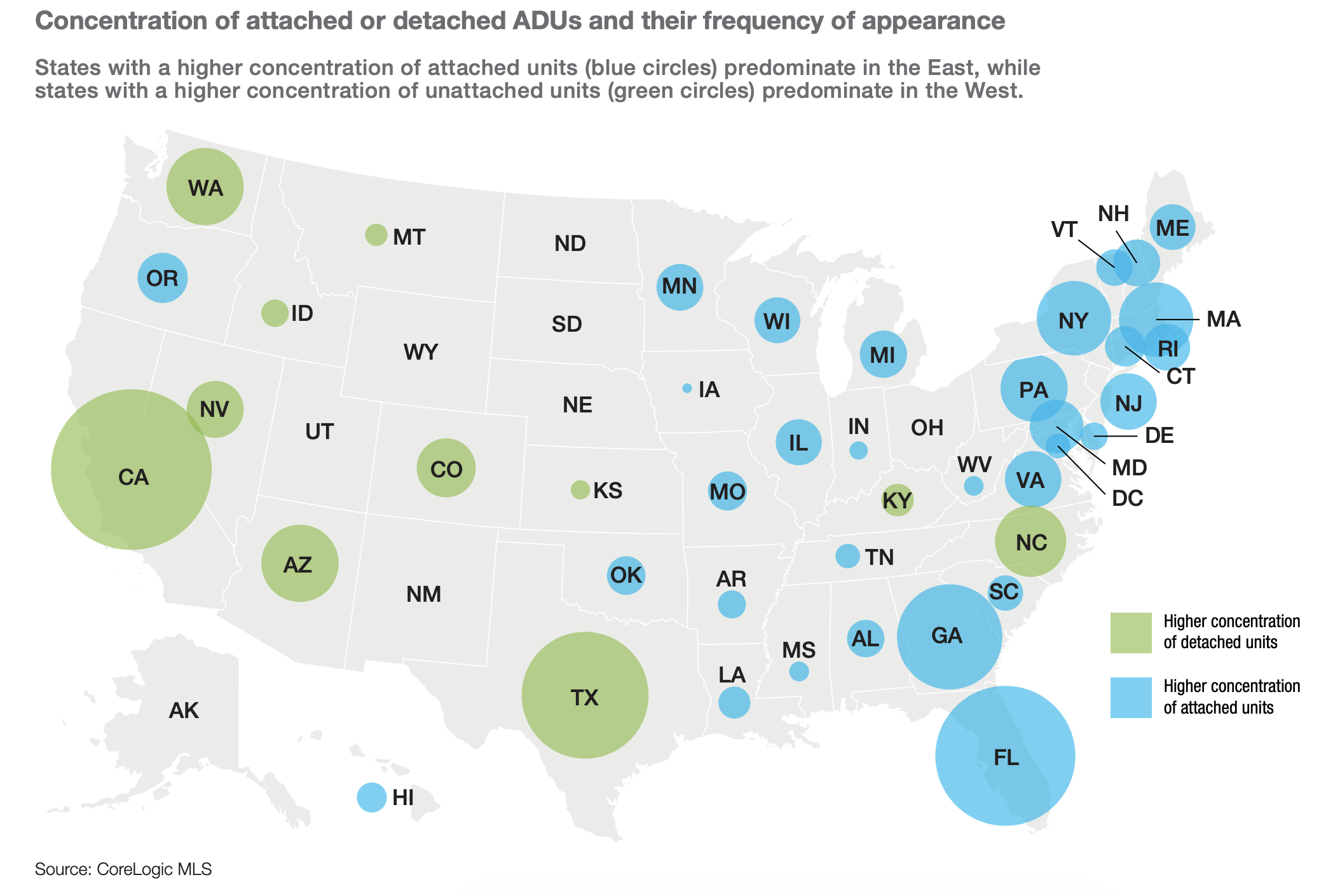 Different types of adus can be found in different parts of the us