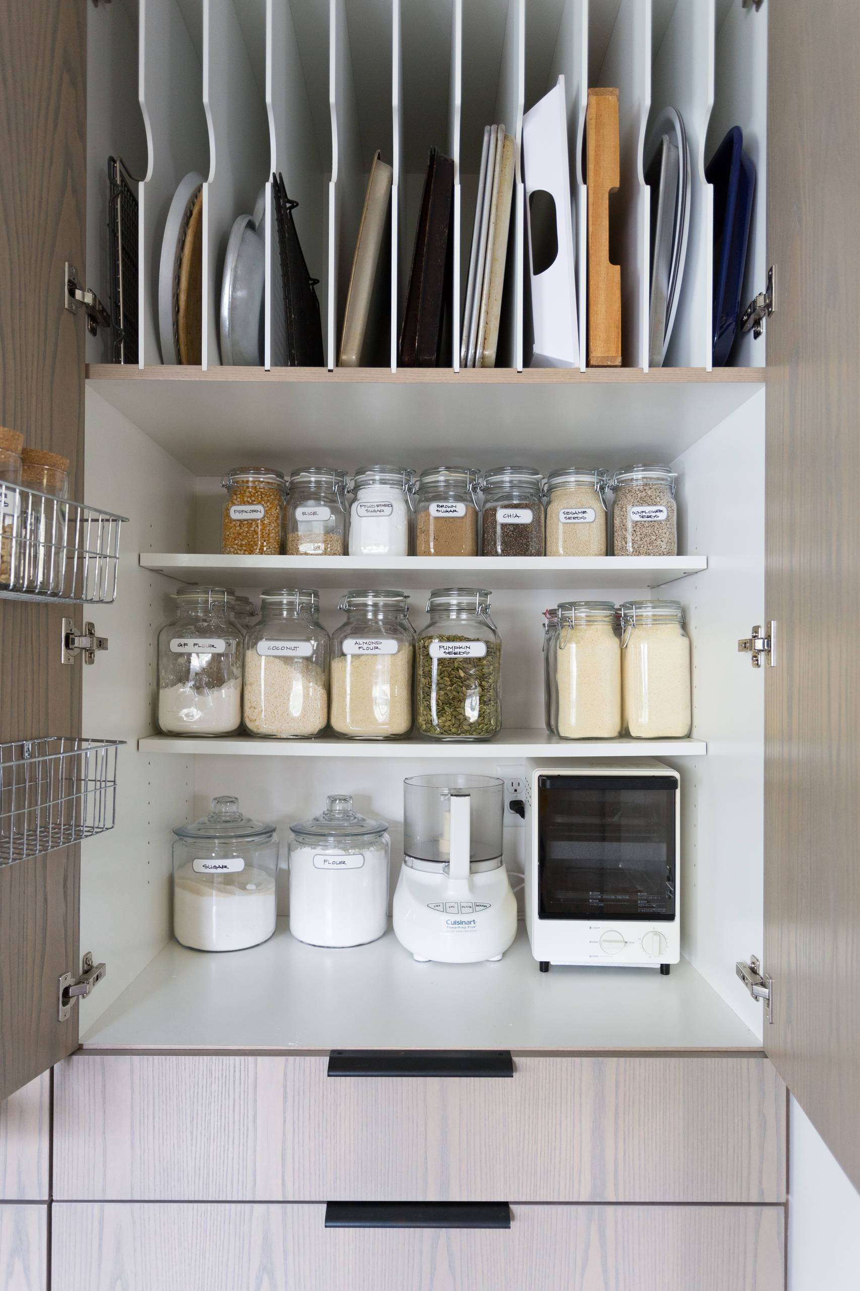 storage in cabinets