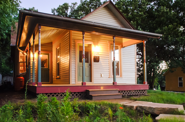 Street view of remodeled Victorian bungalow.