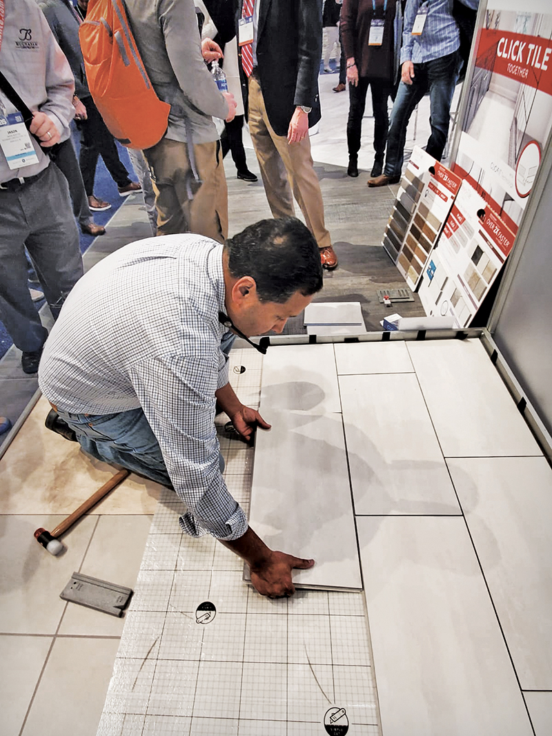 A floating floor system that installs twice as fast as traditional tile