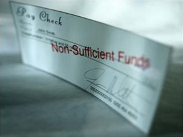 Bounced check marked non-sufficient funds