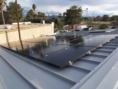 Solar panels on roof during construction