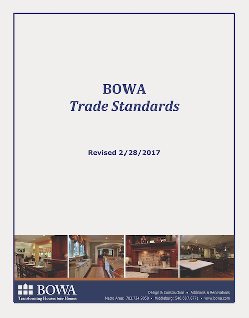 BOWA remodeling company trade standards document-cover