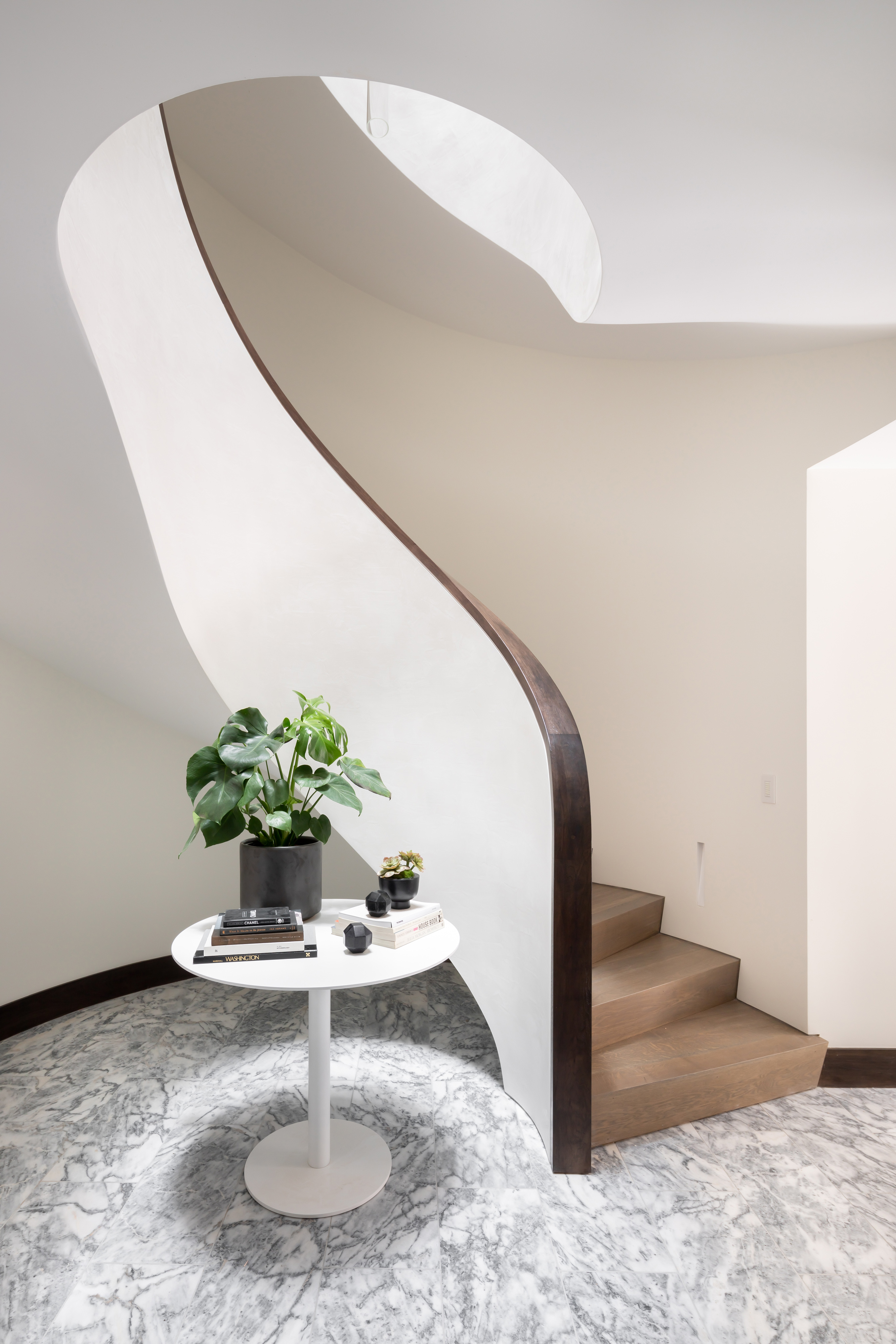 modern stair landing with plant