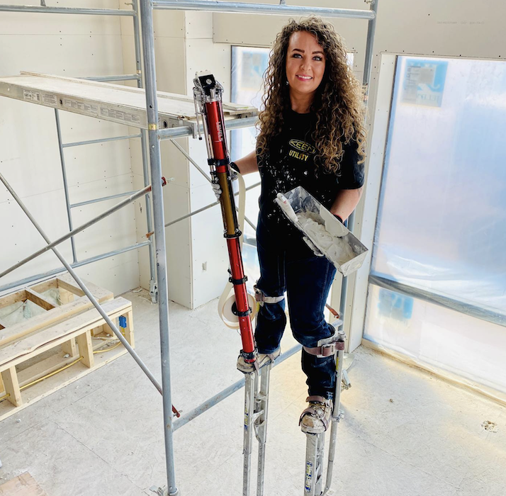 women in construction trades drywall shorty