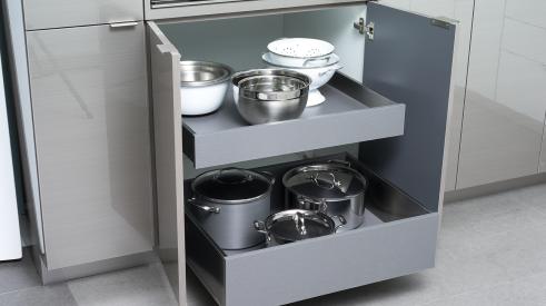 Dura Supreme Cabinetry Stainless Steel Drawers and Roll-Out Shelves