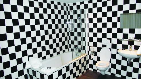 An entry in Custom Design & Construction, a remodeling company, ugly bathroom contest