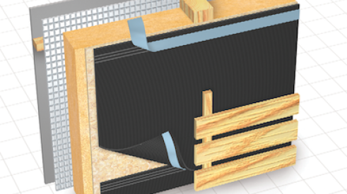 Cosella-Dorkin Delta-Fassade S water-resistive barrier is designed for use in cladding systems that have open joints of up to 2 inches wide.